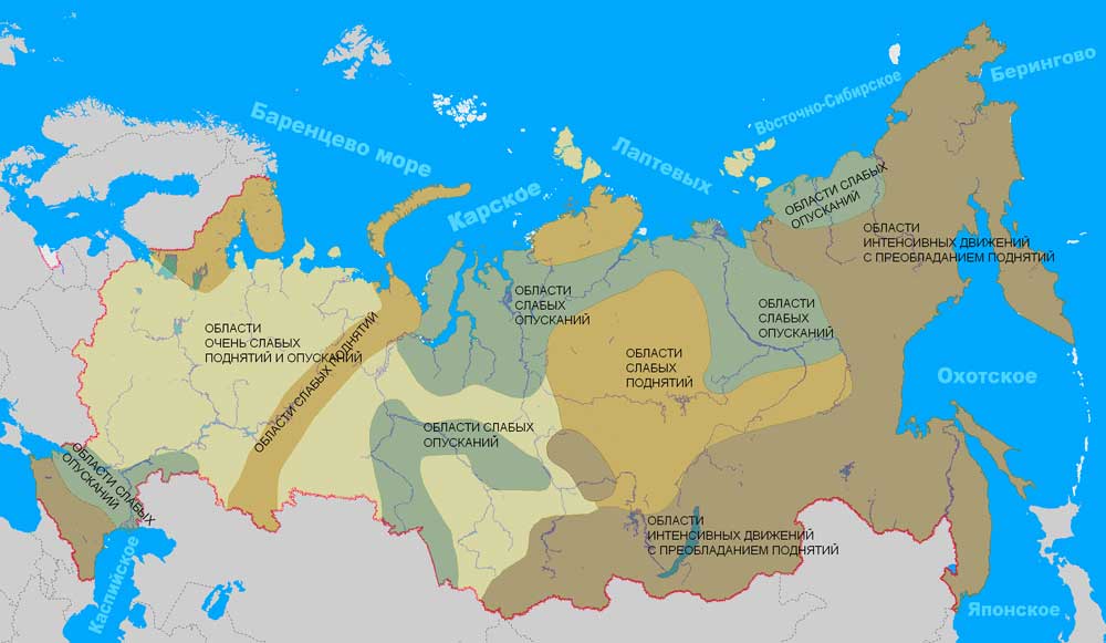 карта движений земной коры